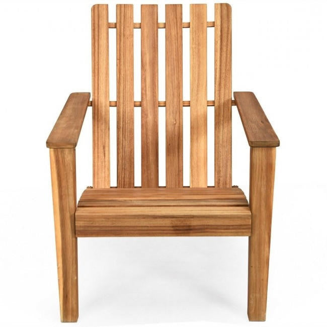 FastFurnishings Indoor/Outdoor Acacia Wood Adirondack Lounge Armchair - Natural