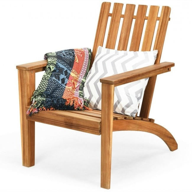 FastFurnishings Indoor/Outdoor Acacia Wood Adirondack Lounge Armchair - Natural