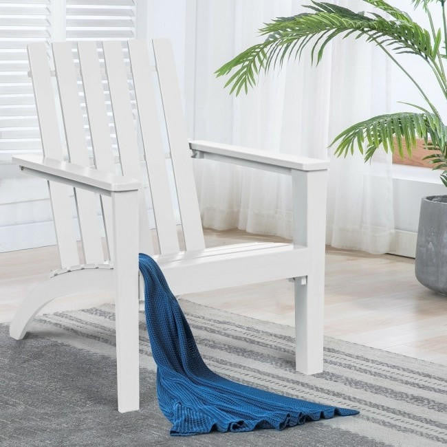 FastFurnishings Indoor/Outdoor Acacia Wood Adirondack Lounge Armchair - White