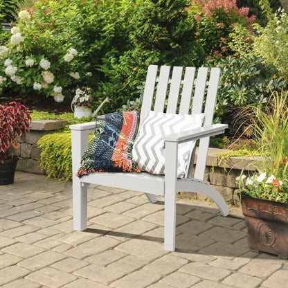 FastFurnishings Indoor/Outdoor Acacia Wood Adirondack Lounge Armchair - White