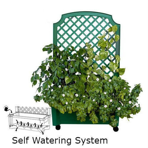 FastFurnishings Indoor/Outdoor Green Polypropylene Wheeled Trellis Planter
