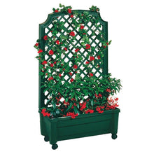FastFurnishings Indoor/Outdoor Green Polypropylene Wheeled Trellis Planter
