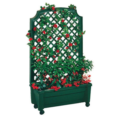 FastFurnishings Indoor/Outdoor Green Polypropylene Wheeled Trellis Planter