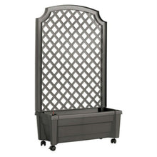 FastFurnishings Indoor/Outdoor Grey Polypropylene Self Watering Planter with Trellis on Wheels