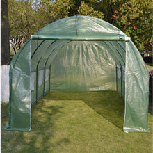 FastFurnishings Large 10 x 20 Ft Garden Greenhouse Kit with Green PE Cover