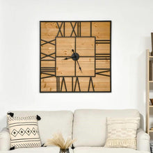 FastFurnishings Large 36-inch Square Roman Numerals Wall Clock Wood Farmhouse Silent Non-Ticking