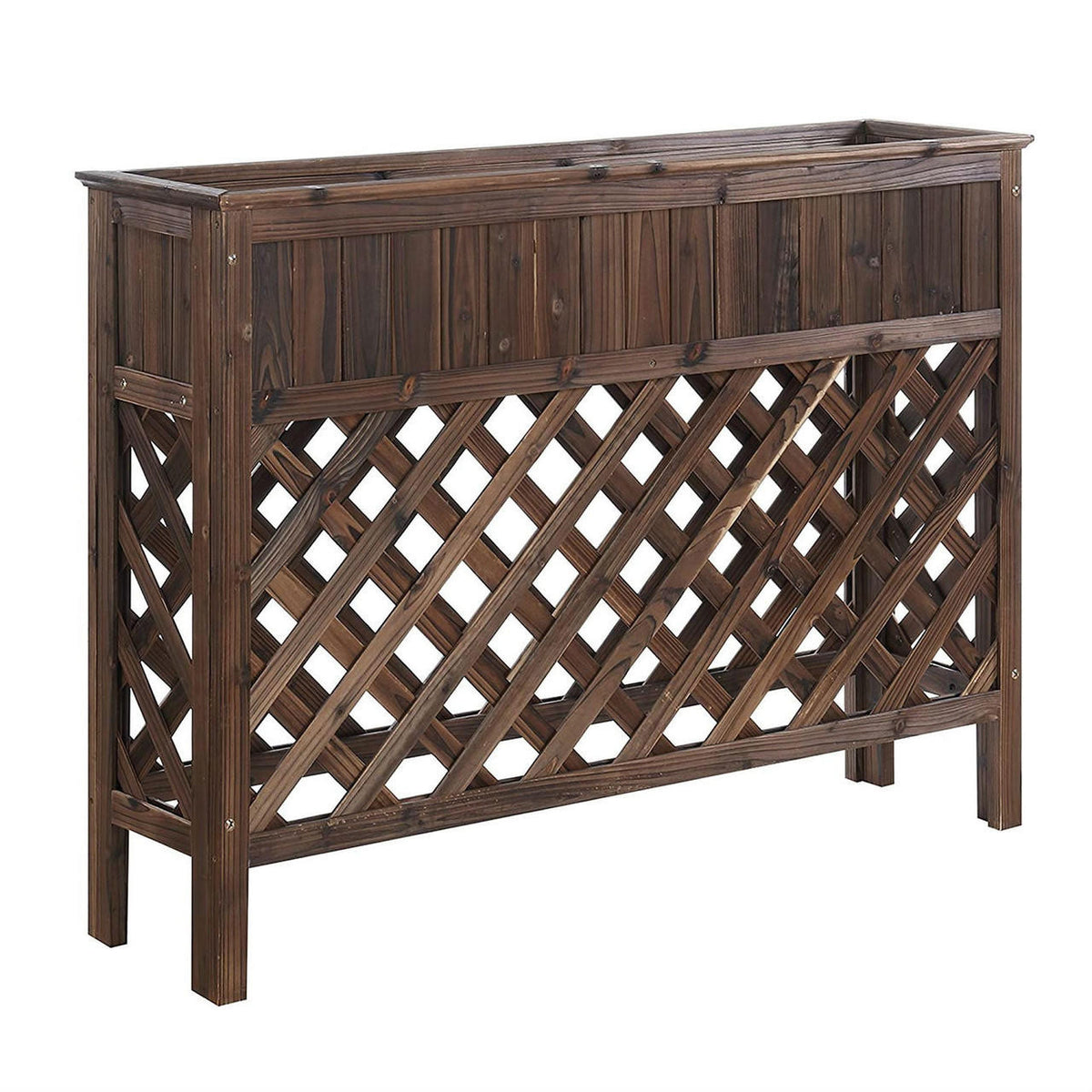 FastFurnishings Large Raised Patio Planter Weathered Cedar L 48" x W 12.5" x 35.5"