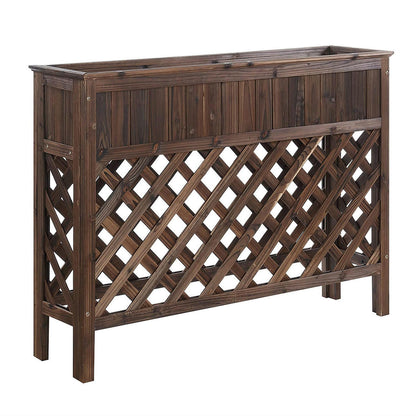 FastFurnishings Large Raised Patio Planter Weathered Cedar L 48" x W 12.5" x 35.5"