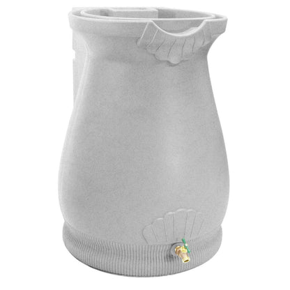 FastFurnishings Light Grey Granite 65 Gallon Plastic Urn Rain Barrel with Planter Top