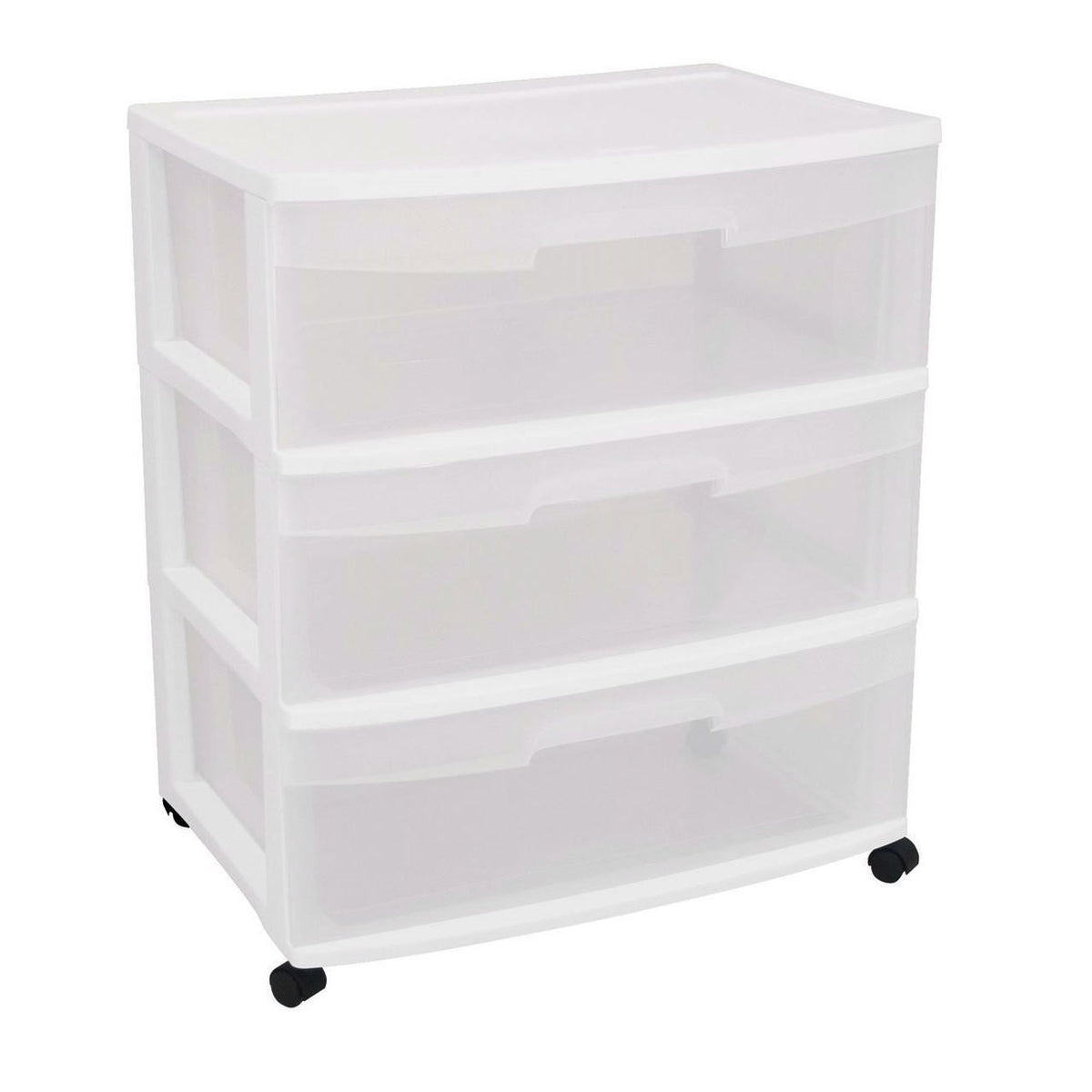 FastFurnishings Mobile 3-Drawer Storage Cart Wardrobe Home Storage Cabinet in Clear White
