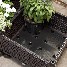 FastFurnishings Modern 2-Piece Indoor Outdoor Raised Garden Planter Box on Wheels in PP Rattan