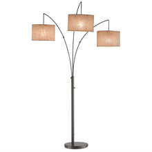 FastFurnishings Modern 3-Light Arch Floor Lamp in Antique Bronze with Drum Style Shades