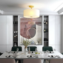 FastFurnishings Modern 3-Light Ceiling Mount Glass Pendant Drum Lamp Chandelier White Bronze