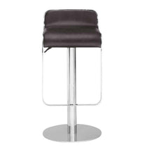 FastFurnishings Modern Bar Stool with Espresso Brown Faux Leather Swivel Seat