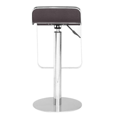 FastFurnishings Modern Bar Stool with Espresso Brown Faux Leather Swivel Seat