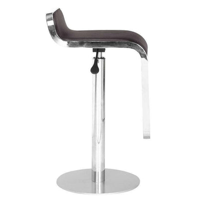 FastFurnishings Modern Bar Stool with Espresso Brown Faux Leather Swivel Seat
