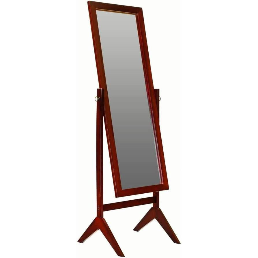 FastFurnishings Modern Full Length Freestanding Bedroom Floor Cheval Mirror in Cherry