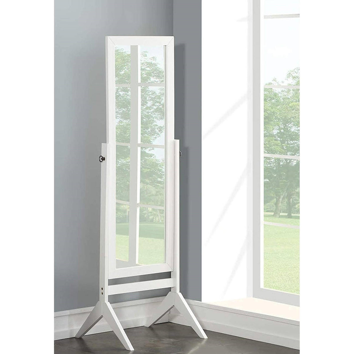 FastFurnishings Modern Full Length Freestanding Bedroom Floor Cheval Mirror in White