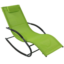 FastFurnishings Modern Green Rocking Chaise Lounge Chair Patio Lounger with Pillow