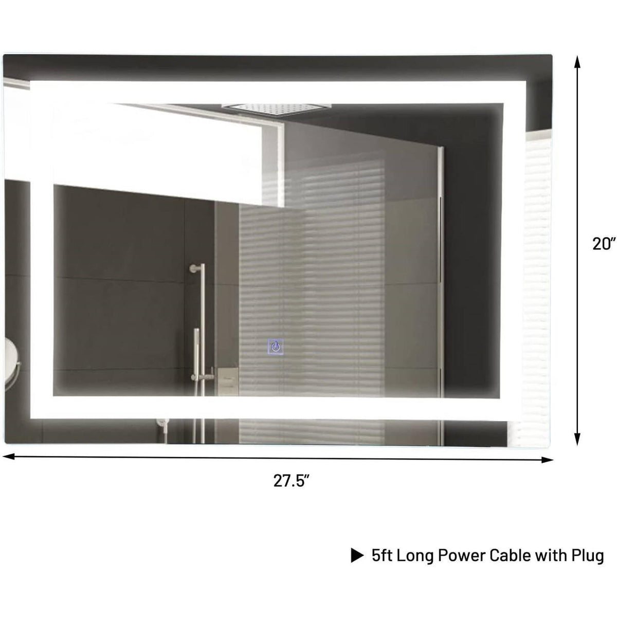 FastFurnishings Modern LED Lighted Mirror Dimmable Wall-Mounted Bathroom Vanity 27 x 20 inch