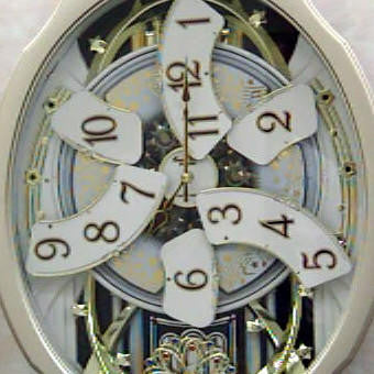 FastFurnishings Moving Face Pendulum Wall Clock - Plays Melodies Every Hour