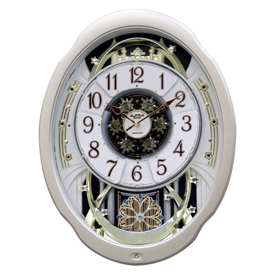 FastFurnishings Moving Face Pendulum Wall Clock - Plays Melodies Every Hour