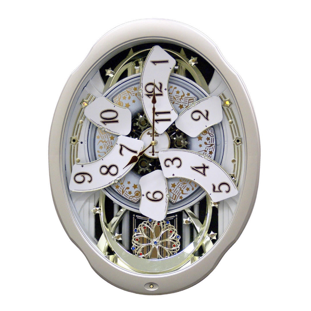 FastFurnishings Moving Face Pendulum Wall Clock - Plays Melodies Every Hour
