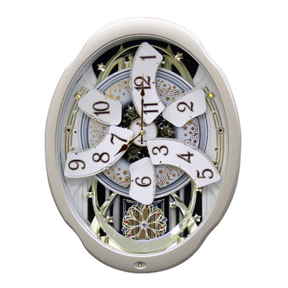 FastFurnishings Moving Face Pendulum Wall Clock - Plays Melodies Every Hour