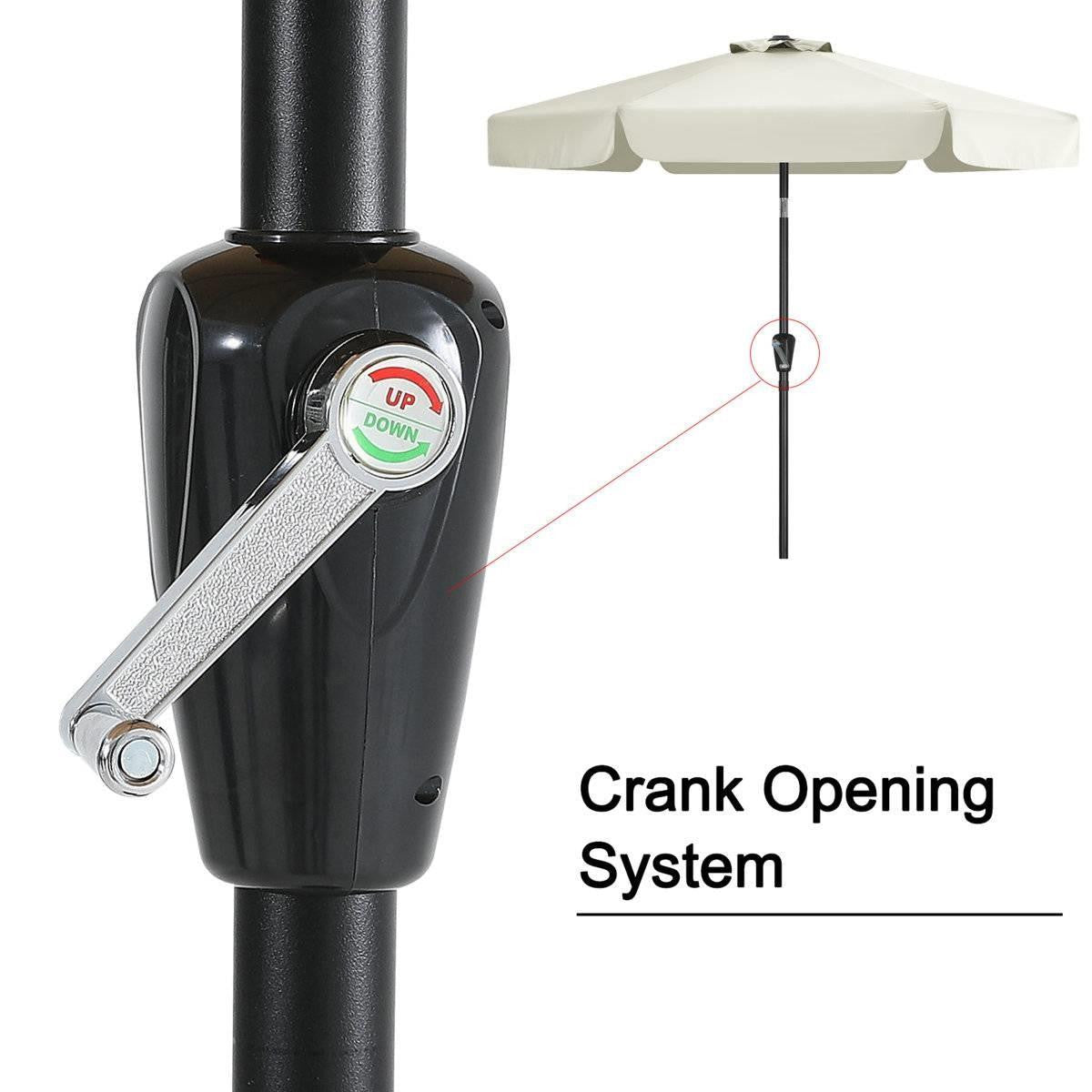 FastFurnishings Off White 7.5 Foot Off-White Patio Umbrella with Push Button Tilt and Metal Pole