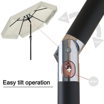 FastFurnishings Off White 7.5 Foot Off-White Patio Umbrella with Push Button Tilt and Metal Pole