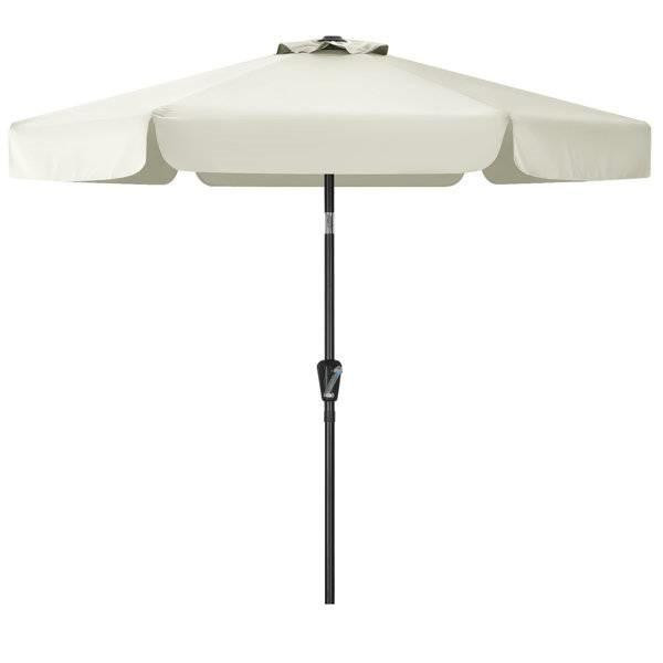 FastFurnishings Off White 7.5 Foot Off-White Patio Umbrella with Push Button Tilt and Metal Pole