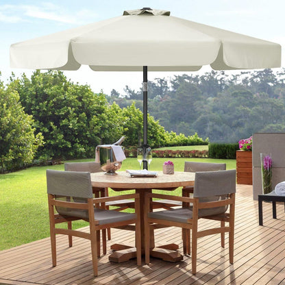 FastFurnishings Off White 7.5 Foot Off-White Patio Umbrella with Push Button Tilt and Metal Pole