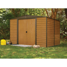 FastFurnishings Outdoor 10 x 12-ft Steel Storage Shed With Woodgrain Panels