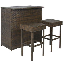 FastFurnishings Outdoor 3-Piece PE Wicker Bar Set with Table and Stools