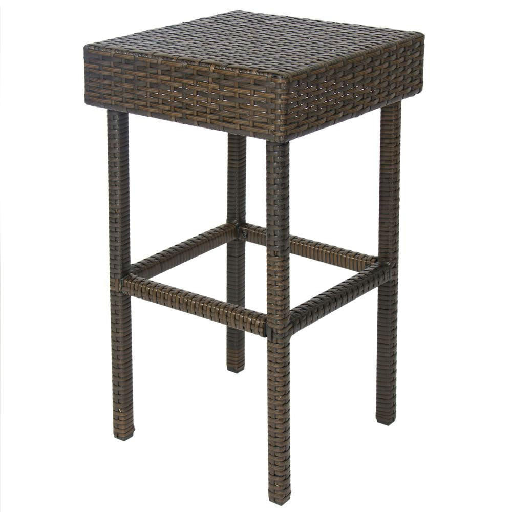 FastFurnishings Outdoor 3-Piece PE Wicker Bar Set with Table and Stools