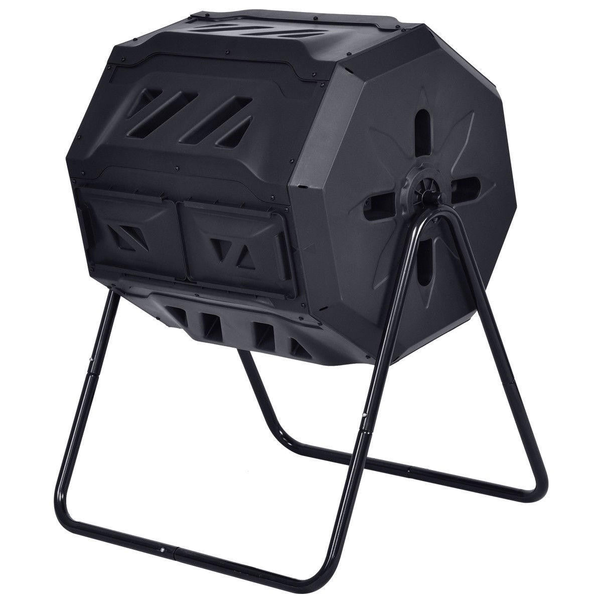 FastFurnishings Outdoor 43-Gallon Compost Bin Tumbler Home Garden Composter