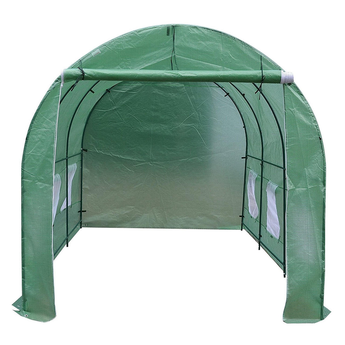 FastFurnishings Outdoor 7 x 12 Ft Greenhouse Kit with Steel Frame and Green Cover