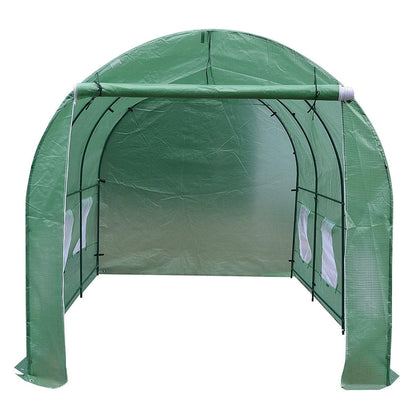 FastFurnishings Outdoor 7 x 12 Ft Greenhouse Kit with Steel Frame and Green Cover