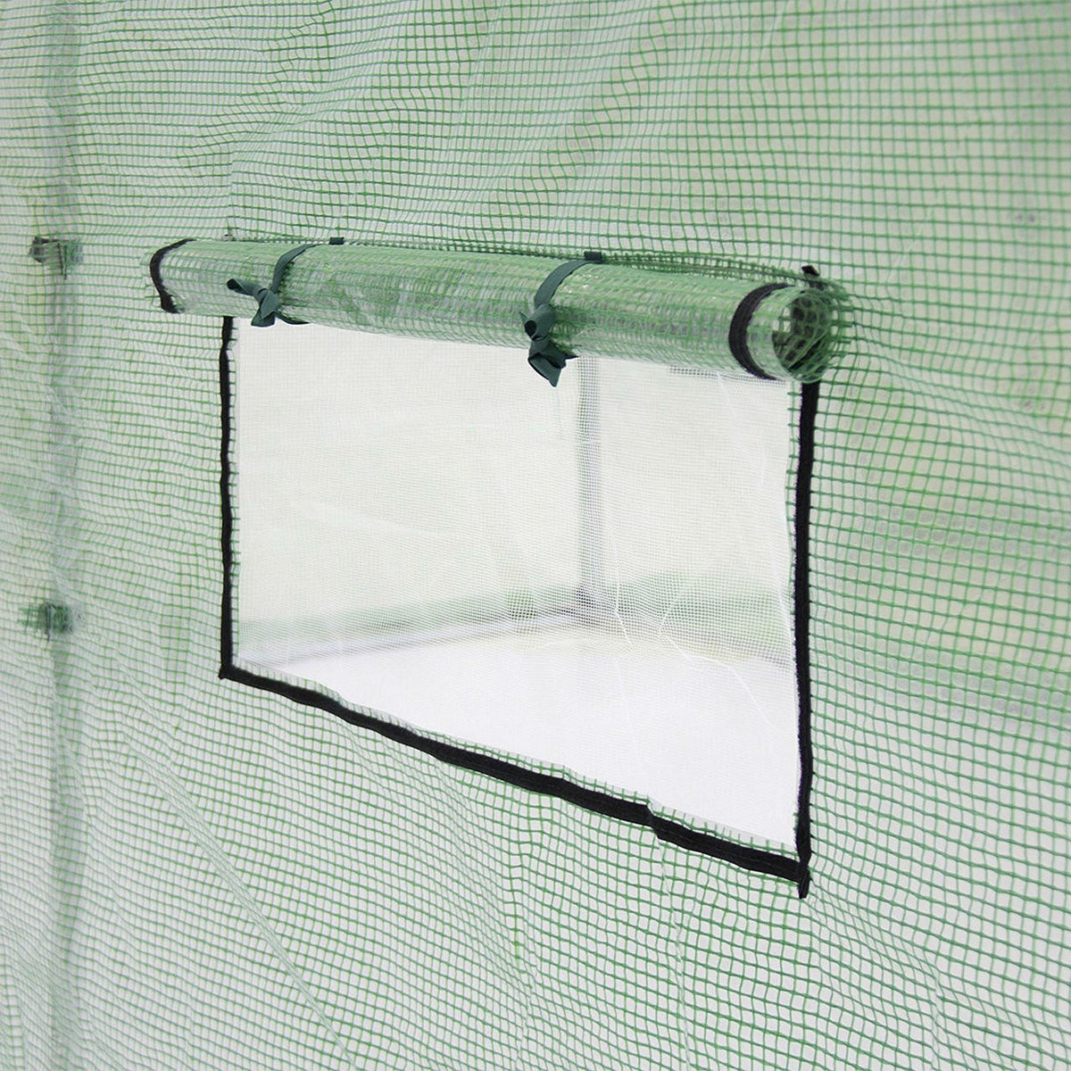 FastFurnishings Outdoor 7 x 15 Ft Hoop House Greenhouse with Steel Frame and Green PE Cover