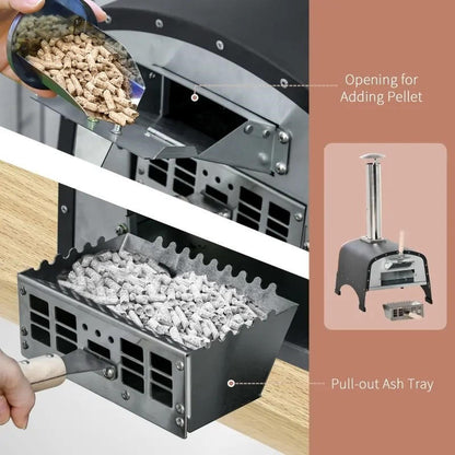 FastFurnishings Outdoor Backyard Portable Pizza Oven with Thermometer