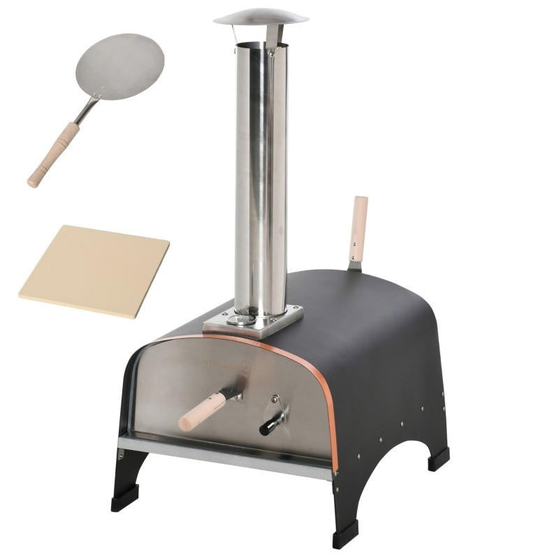 FastFurnishings Outdoor Backyard Portable Pizza Oven with Thermometer