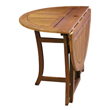 FastFurnishings Outdoor Folding Wood Patio Dining Table 43-inch Round with Umbrella Hole