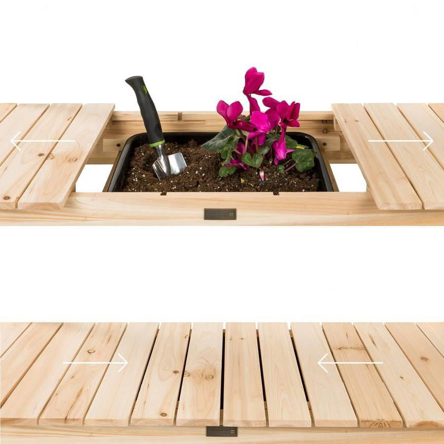 FastFurnishings Outdoor Garden Wood Potting Bench Expandable Top with Food Grade Plastic Sink