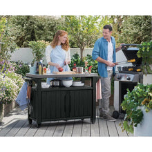 FastFurnishings Outdoor Grill Party Bar Serving Cart with Storage in Graphite Grey
