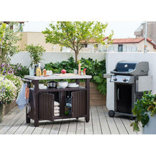 FastFurnishings Outdoor Grill Party Caster Bar Serving Cart with Storage Dark Brown