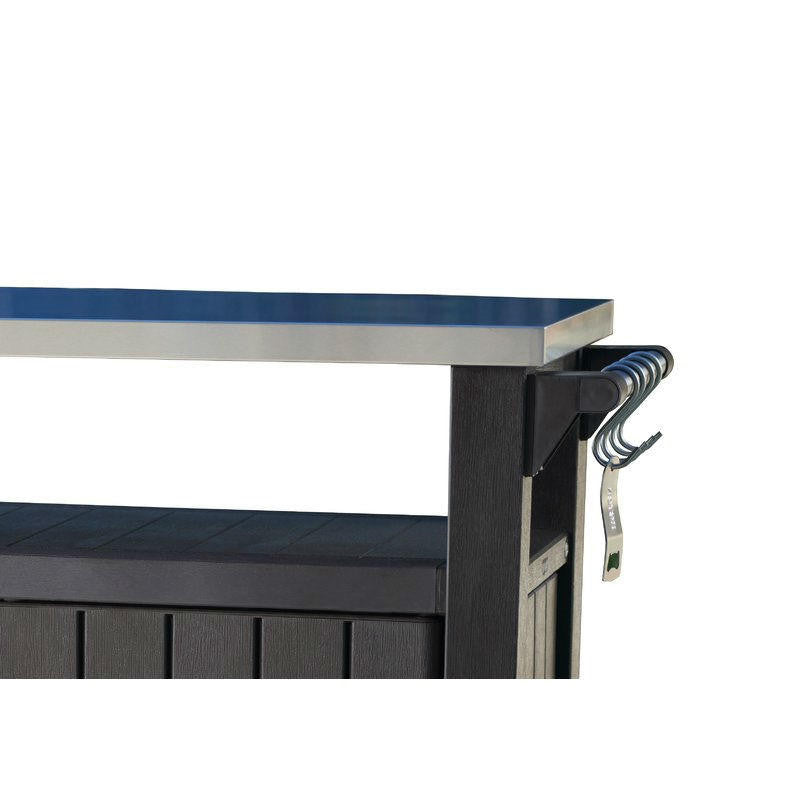 FastFurnishings Outdoor Grill Party Caster Bar Serving Cart with Storage Dark Brown