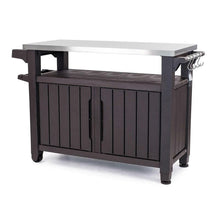 FastFurnishings Outdoor Grill Party Caster Bar Serving Cart with Storage Dark Brown