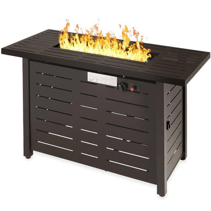 FastFurnishings Outdoor Heating Brown Steel LP Gas Propane Fire Pit w/ Auto Ignition