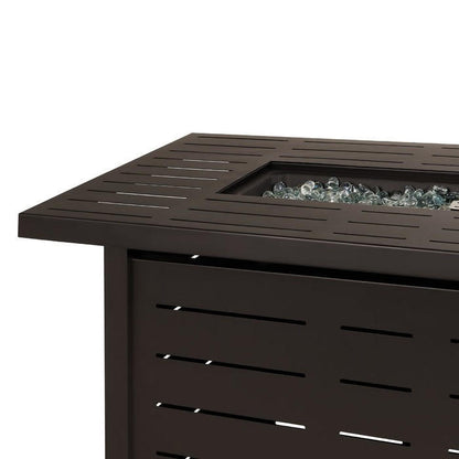 FastFurnishings Outdoor Heating Brown Steel LP Gas Propane Fire Pit w/ Auto Ignition