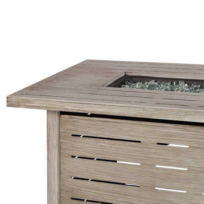 FastFurnishings Outdoor Heating Grey Steel LP Gas Propane Fire Pit w/ Auto Ignition